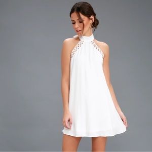 XS Lulu’s Any Sway, Shape, or Form White Lace Halter Dress